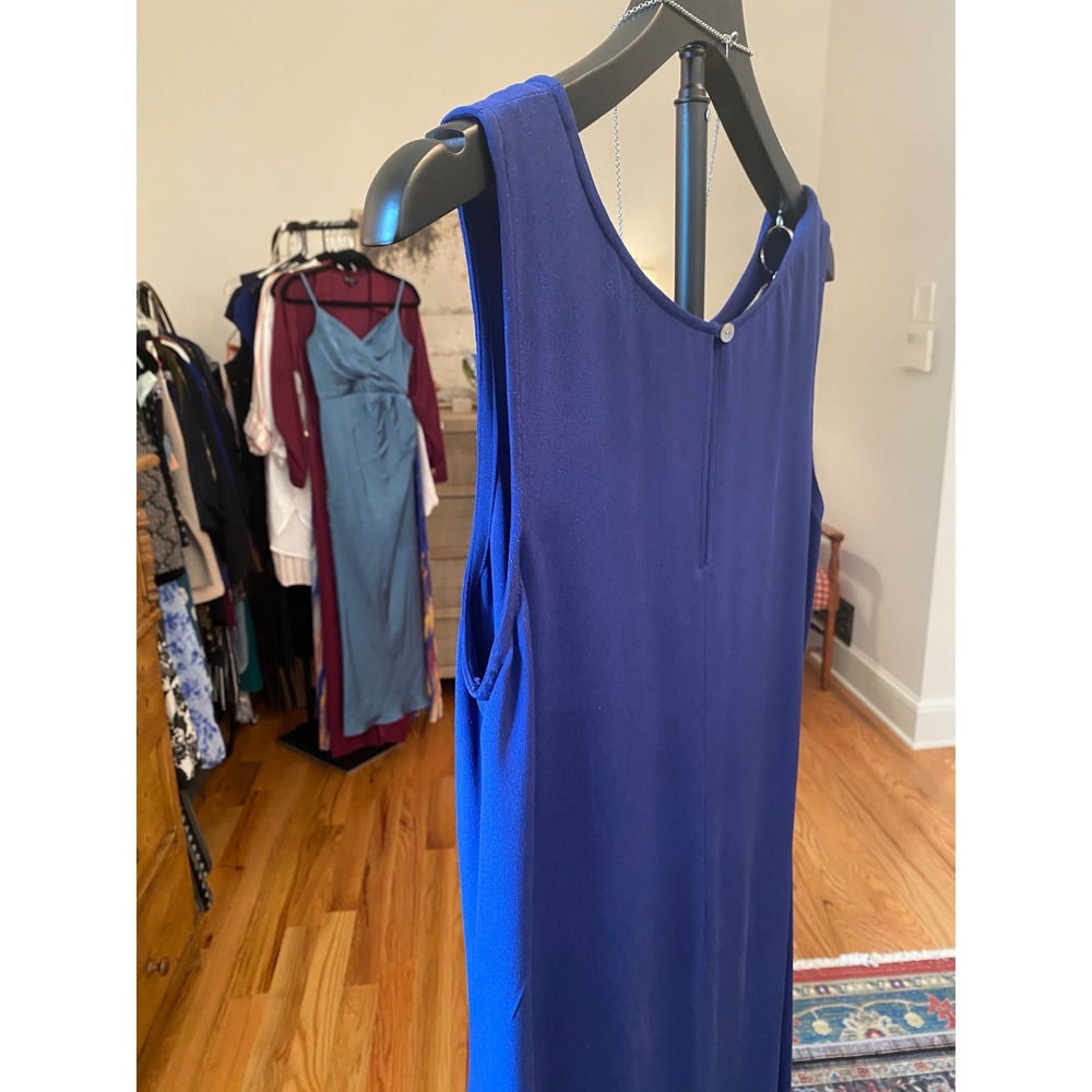Cynthia Howie for Maggy Boutique Blue 100% Silk Sleeveless Maxi Dress Size 8 - Picture 7 of 11